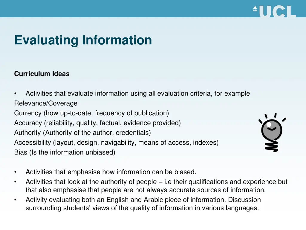 evaluating information 1