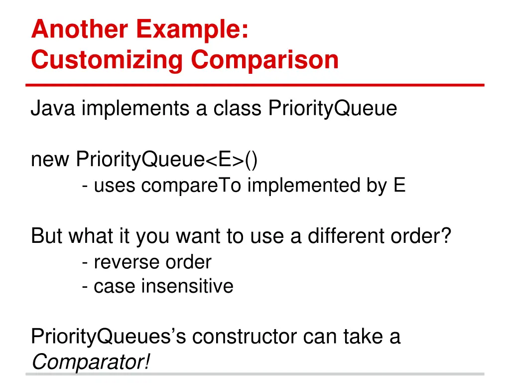 another example customizing comparison