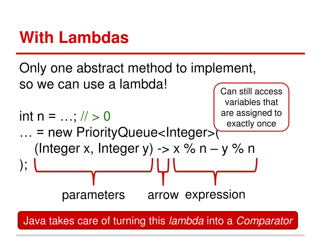 with lambdas