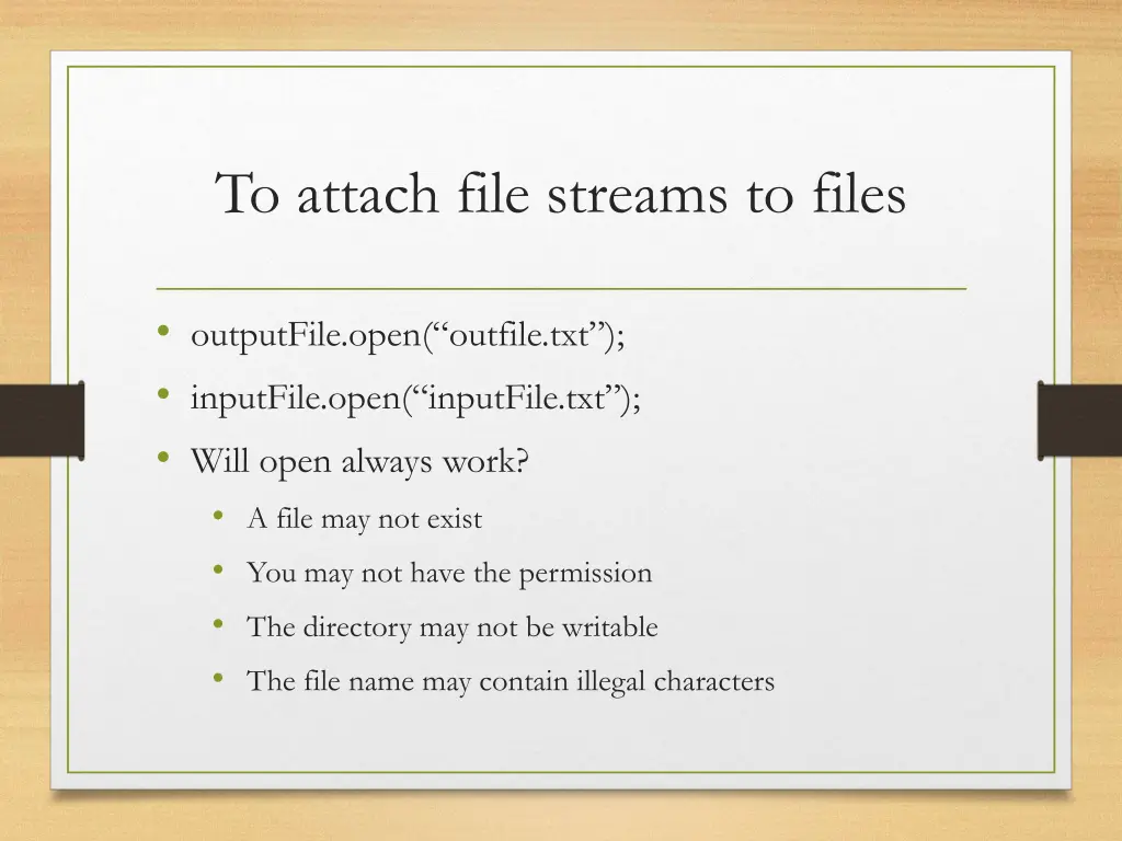 to attach file streams to files