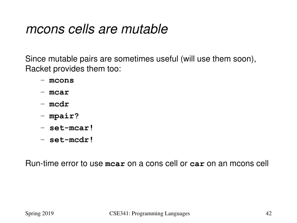 mcons cells are mutable
