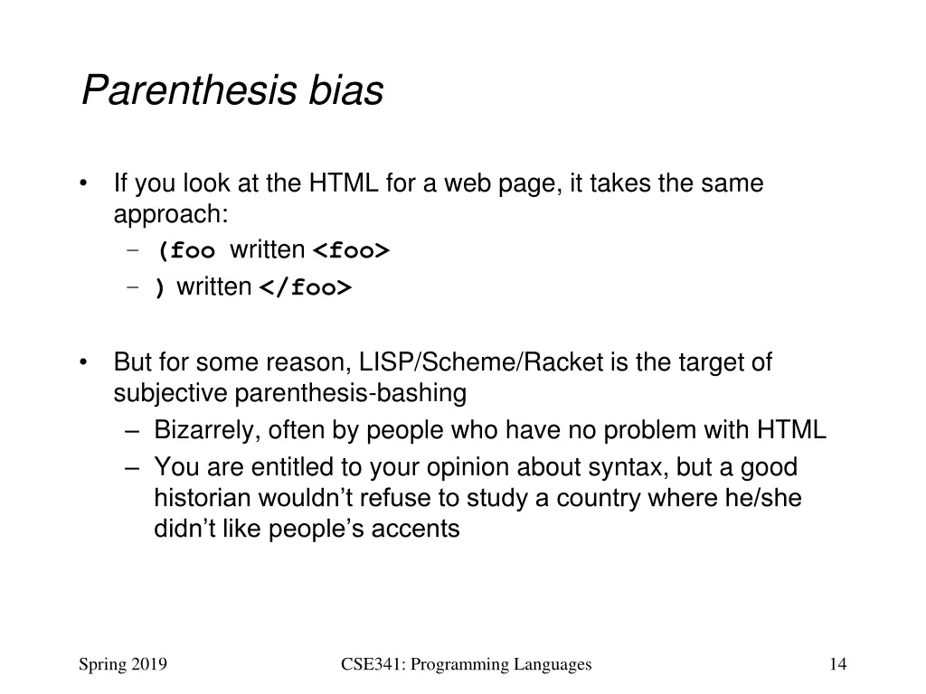 parenthesis bias