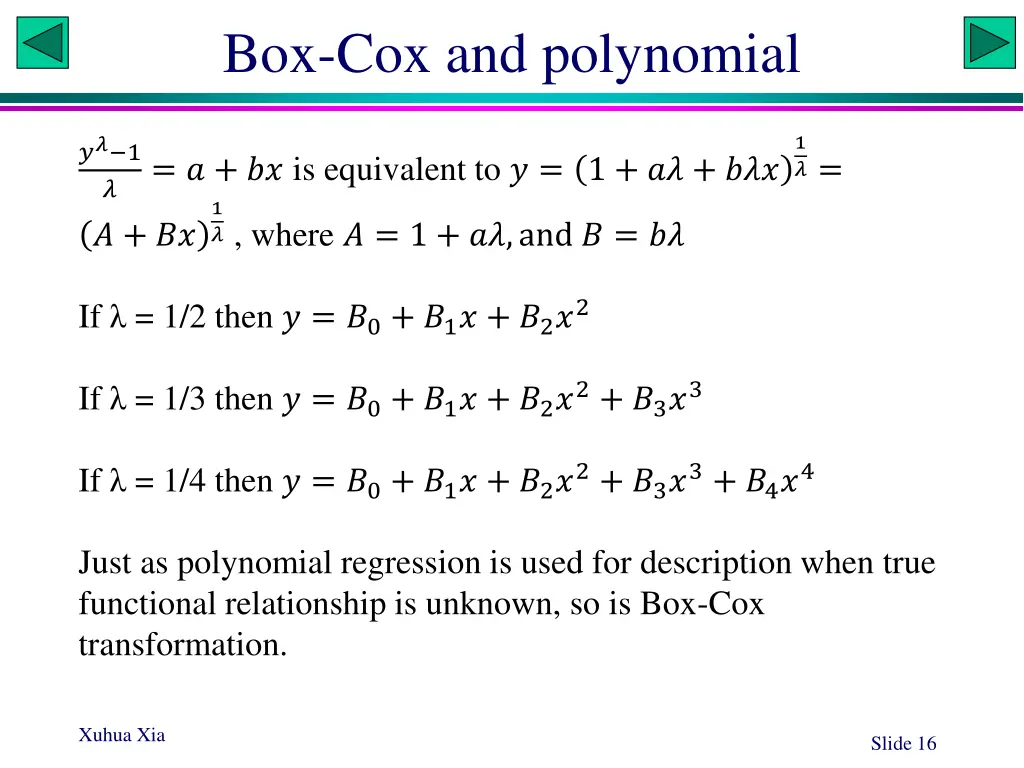 box cox and polynomial