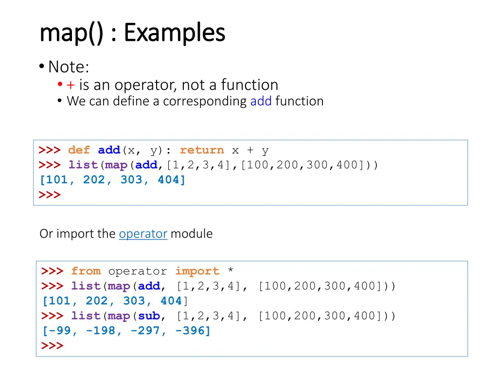 map map examples examples note is an operator