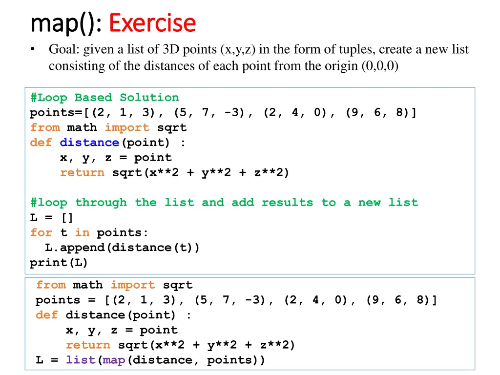 map map exercise exercise goal given a list
