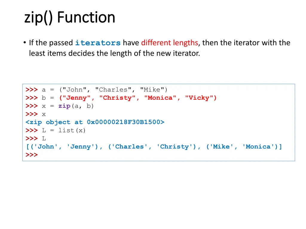 zip zip function function 1