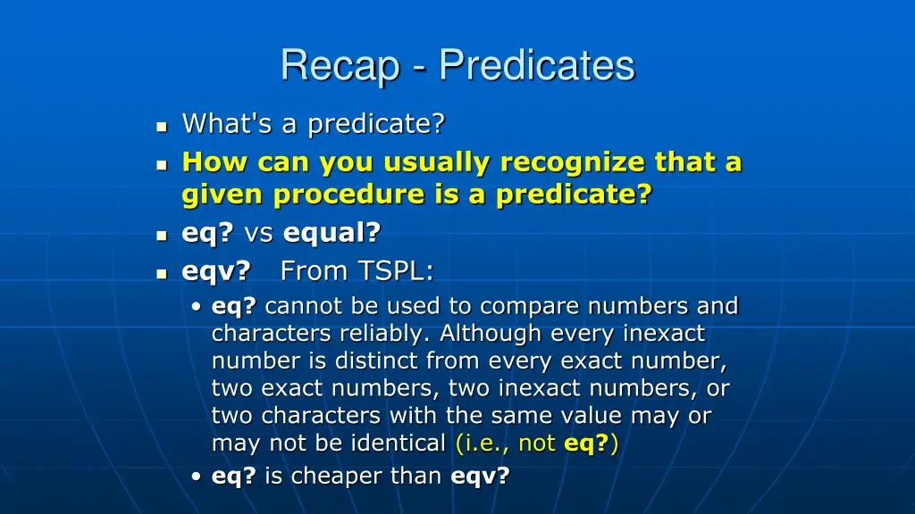 recap predicates