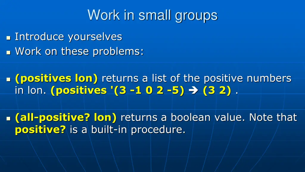 work in small groups
