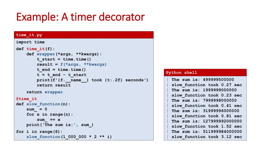 example example a timer a timer decorator