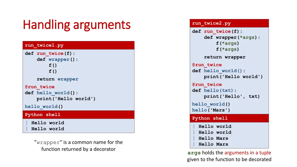 handling arguments handling arguments