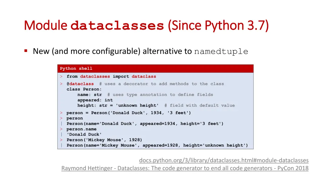 module module dataclasses since