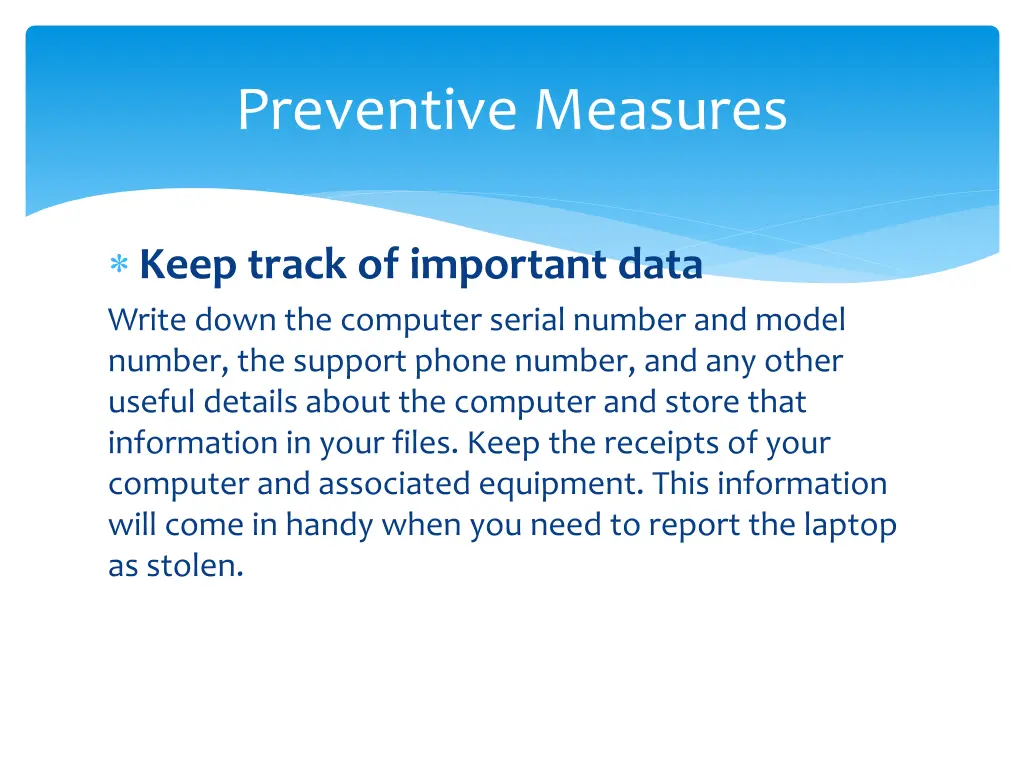 preventive measures