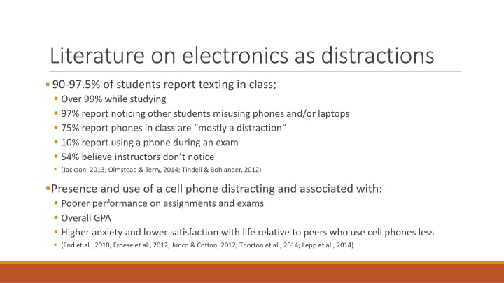 literature on electronics as distractions