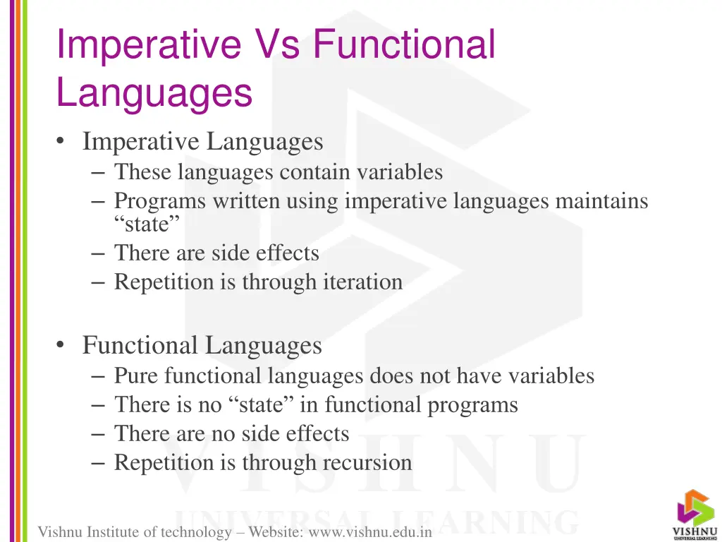 imperative vs functional languages imperative