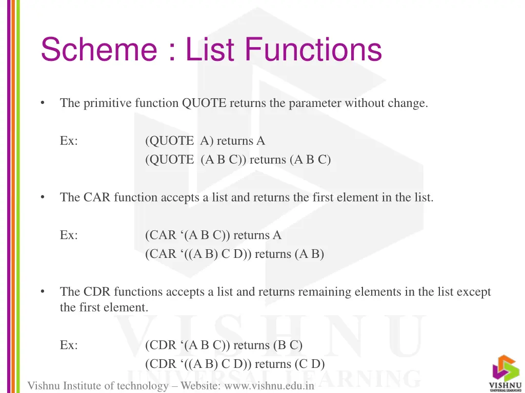 scheme list functions