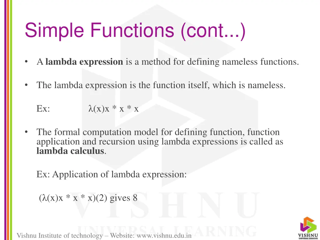 simple functions cont