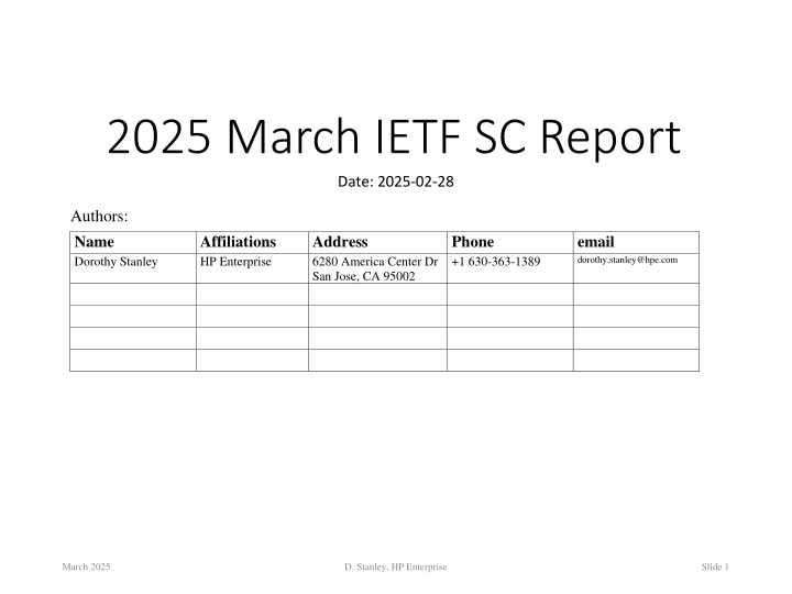 2025 march ietf sc report date 2025 02 28