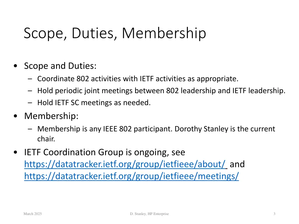 scope duties membership