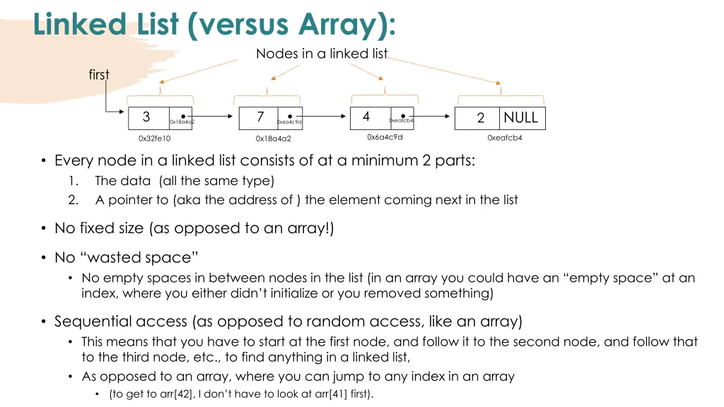 linked list versus array