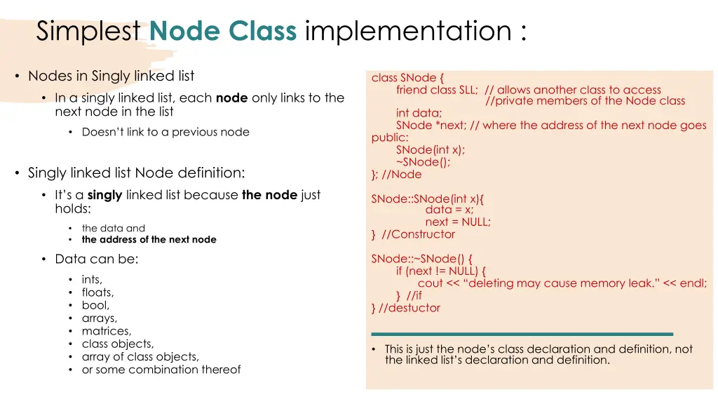 simplest node class implementation