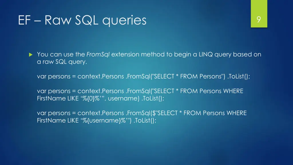 ef raw sql queries