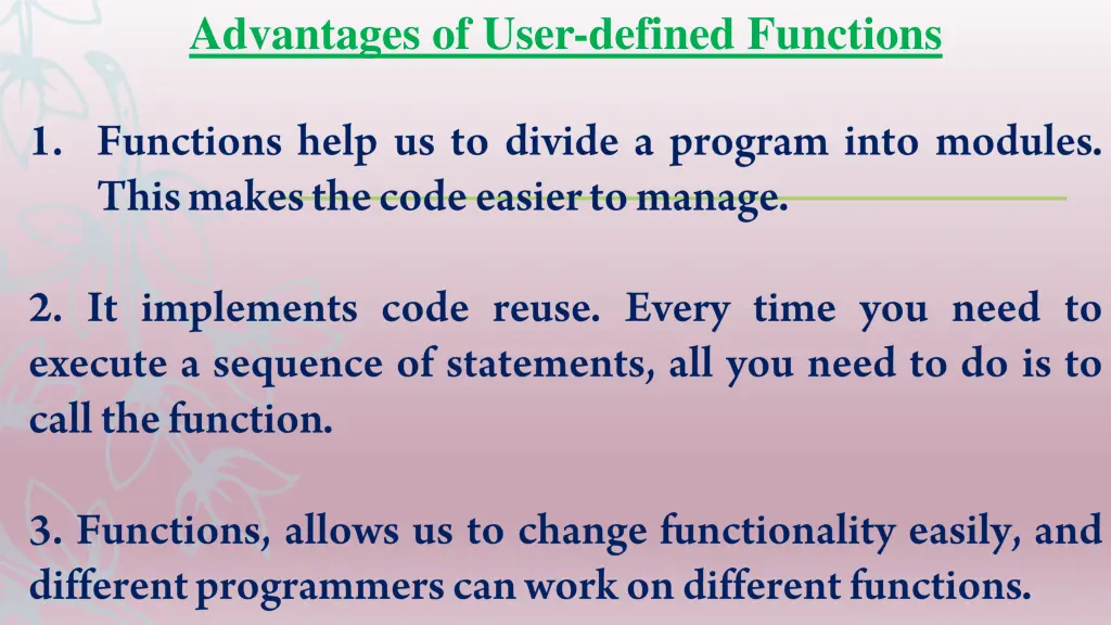 advantages of user defined functions
