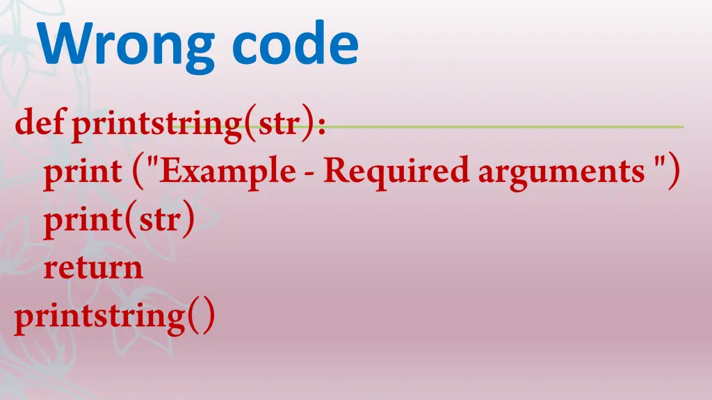 wrong code