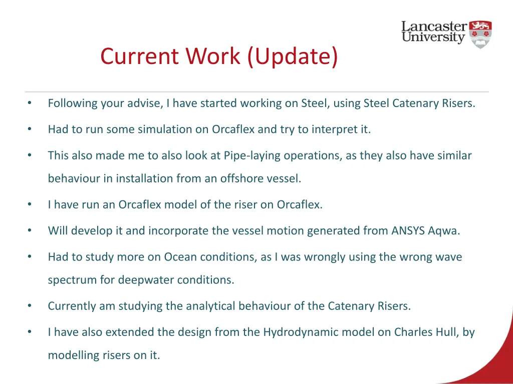 current work update