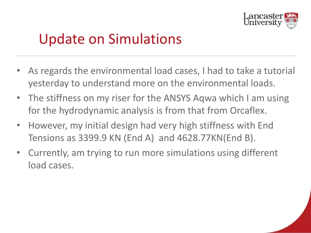 update on simulations