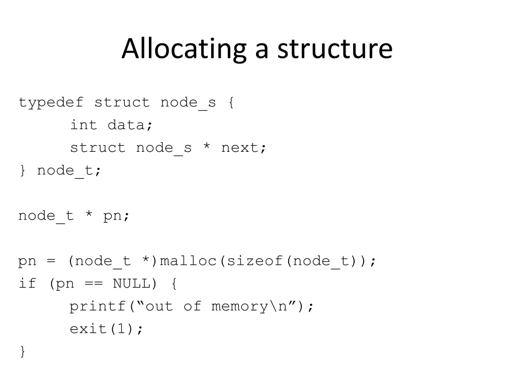 allocating a structure