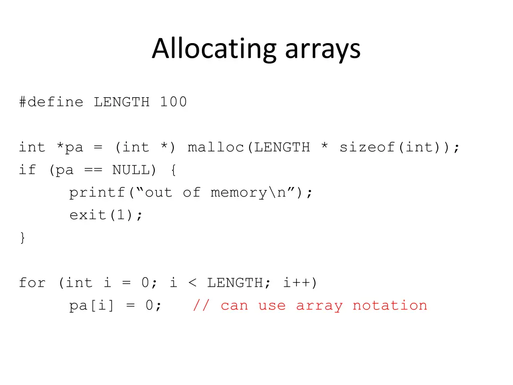 allocating arrays