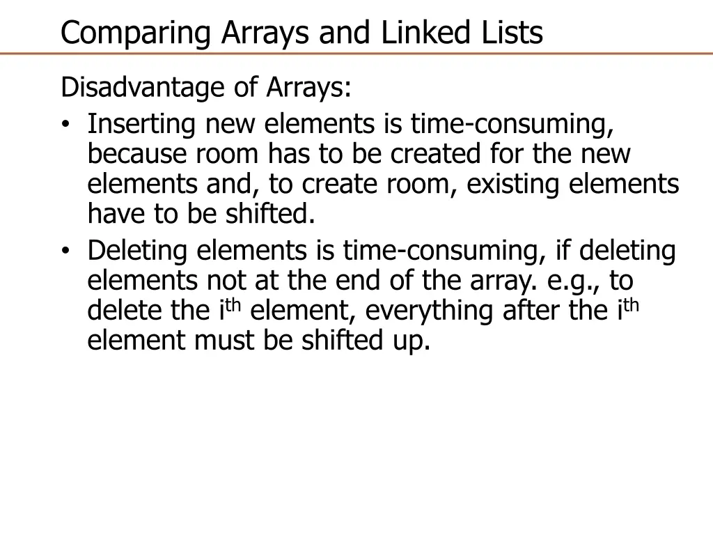 comparing arrays and linked lists 2