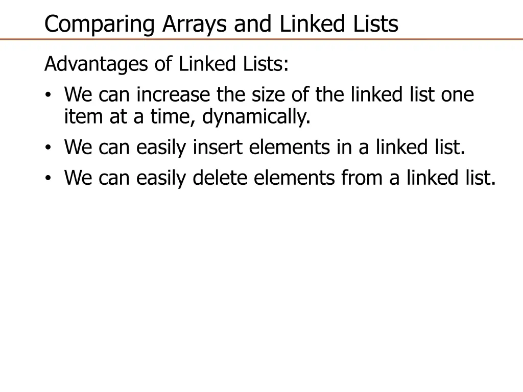 comparing arrays and linked lists 3