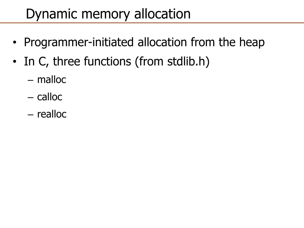 dynamic memory allocation