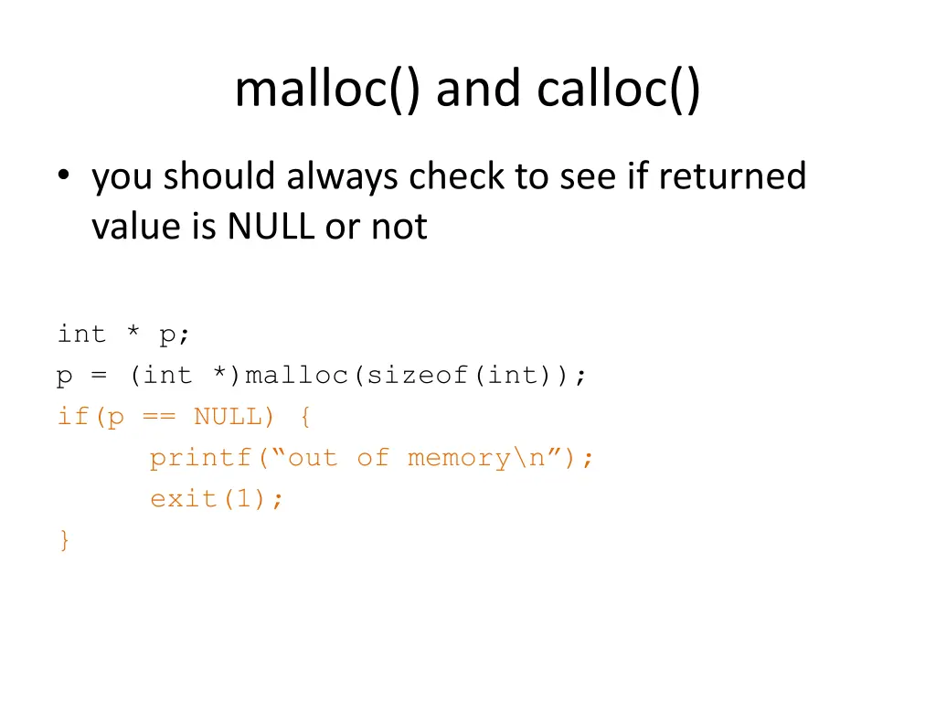 malloc and calloc