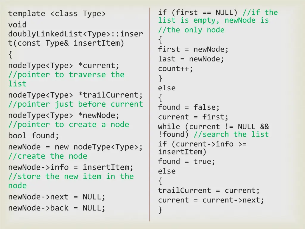 if first null if the list is empty newnode