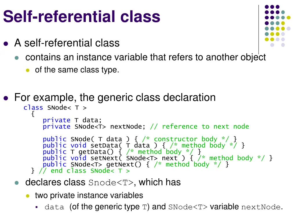 self referential class