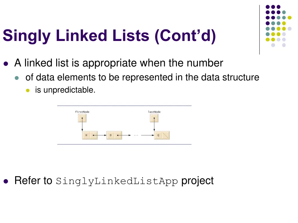 singly linked lists cont d