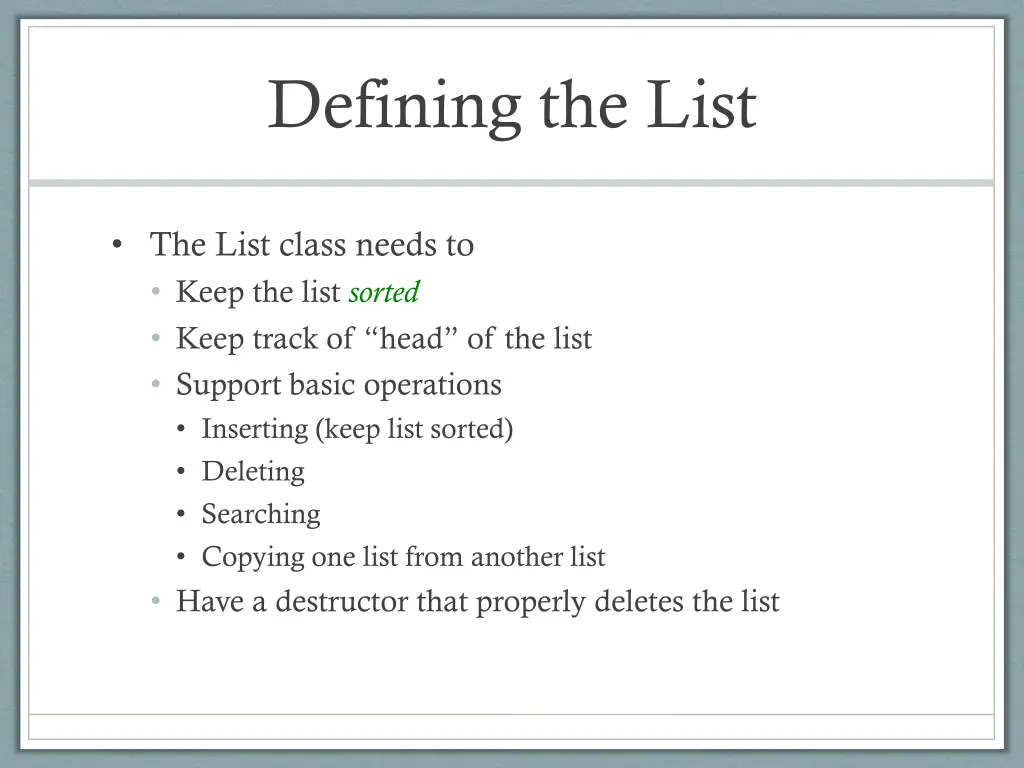 defining the list