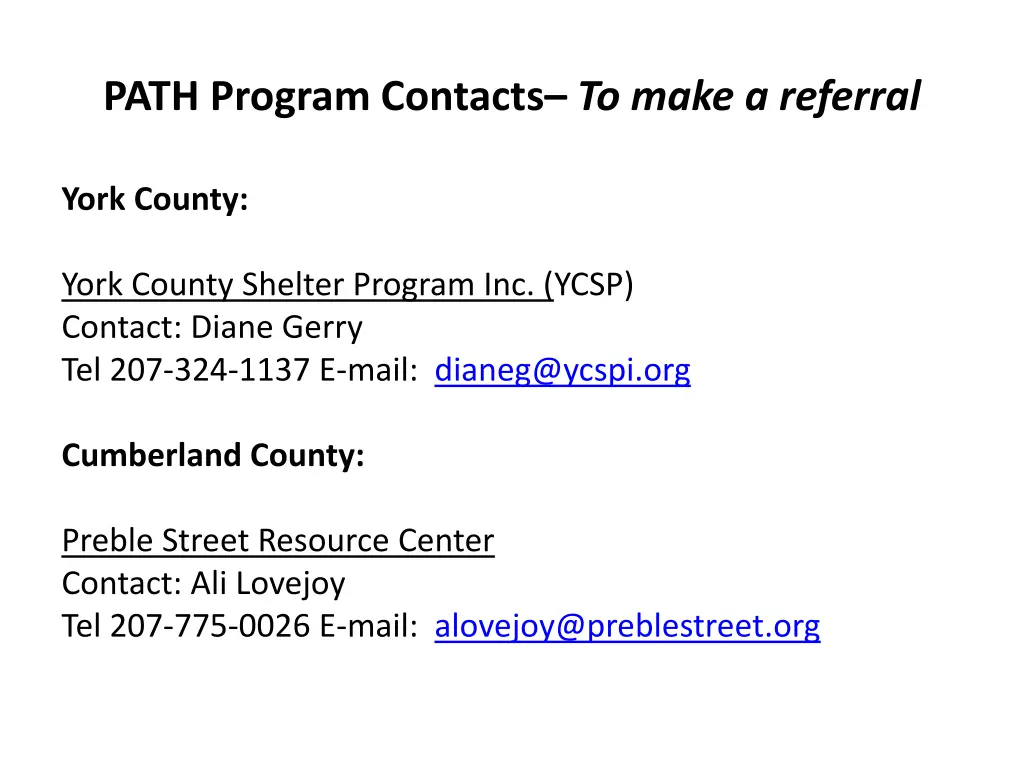 path program contacts to make a referral