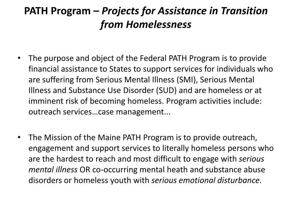 path program projects for assistance