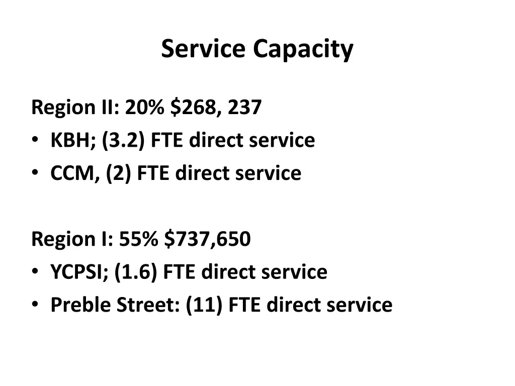 service capacity 1