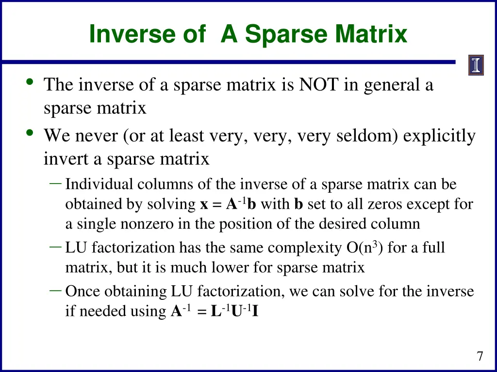 inverse of a sparse matrix