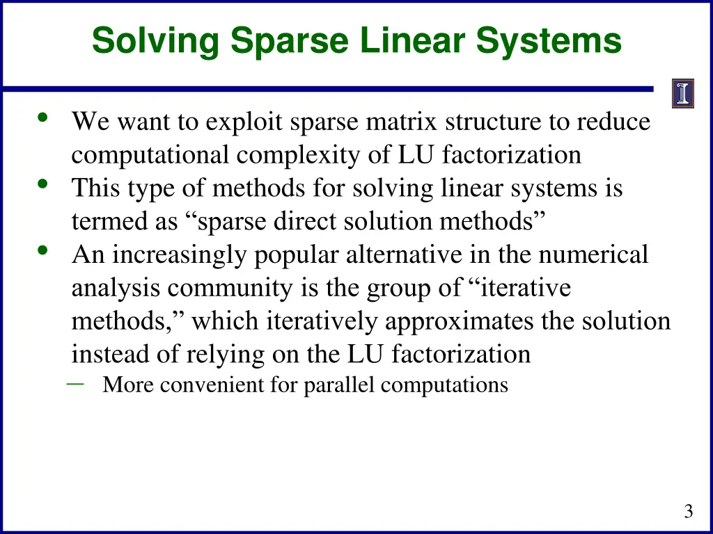 solving sparse linear systems
