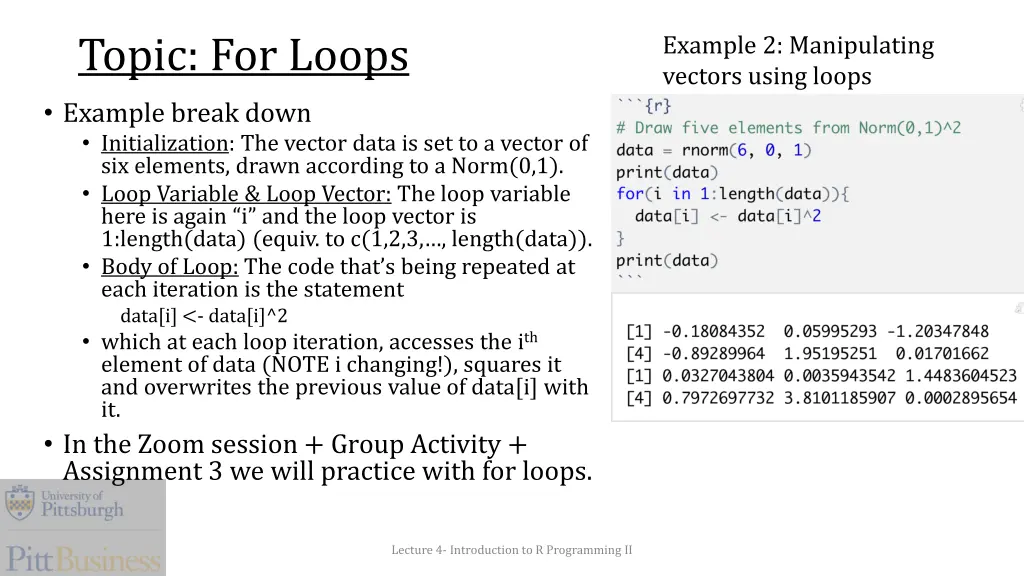 example 2 manipulating vectors using loops