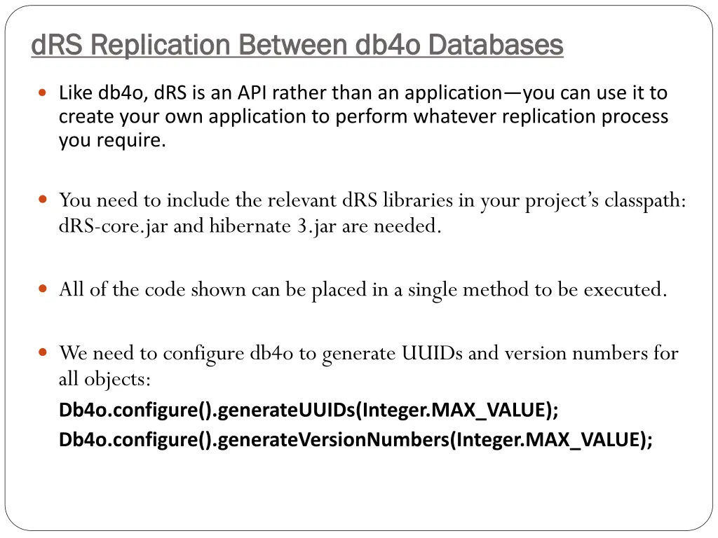 drs drs replication between db4o databases