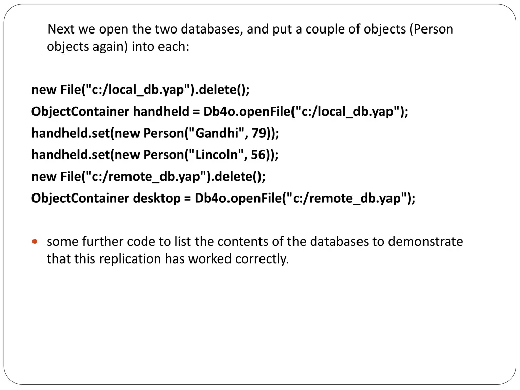 next we open the two databases and put a couple