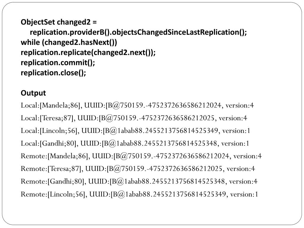objectset changed2 replication providerb