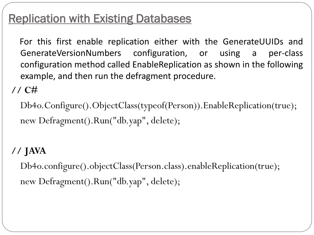 replication with existing databases replication
