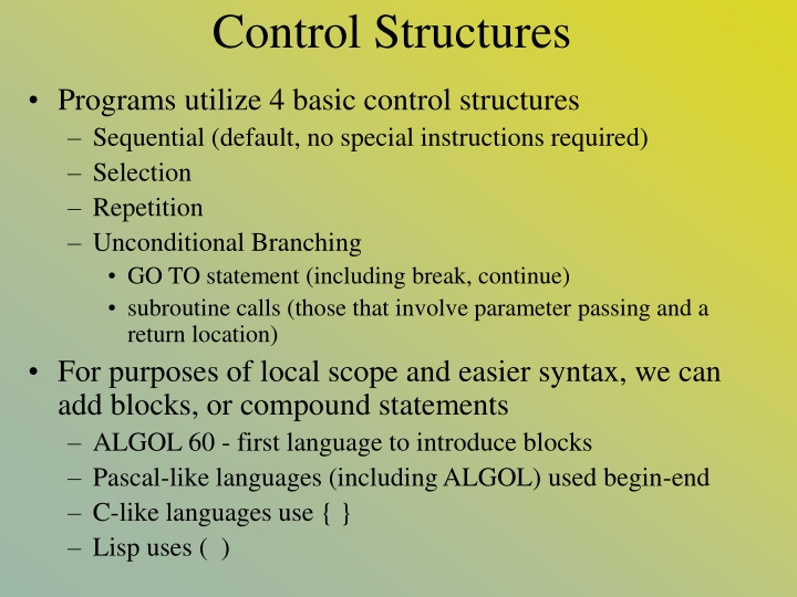 control structures
